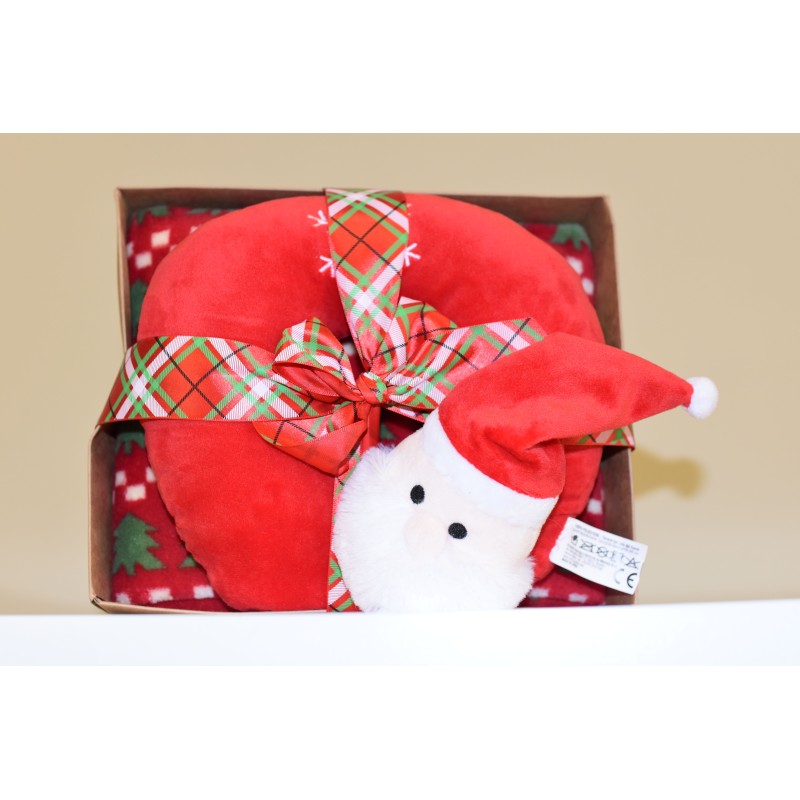 Cuscino da viaggio natalizio con coperta 90x75 cm