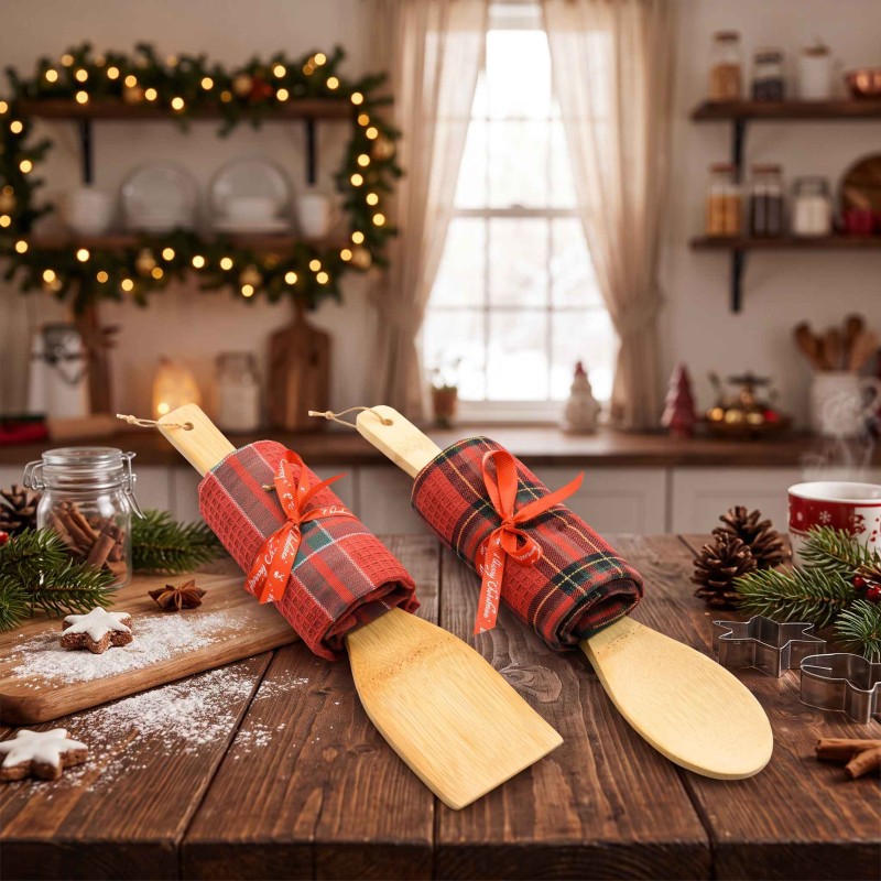 Set Mestolo in Legno e Strofinaccio da Cucina